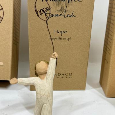 Lot of 4 Willow Tree Wood Resin Figurines with boxes friend birthday