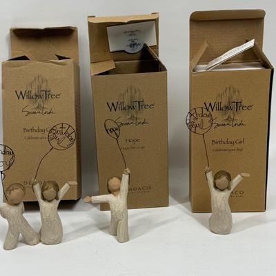Lot of 4 Willow Tree Wood Resin Figurines with boxes friend birthday