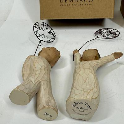 Lot of 4 Willow Tree Wood Resin Figurines with boxes friend birthday