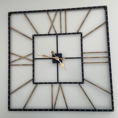 40” x 40” Large black and metal clock