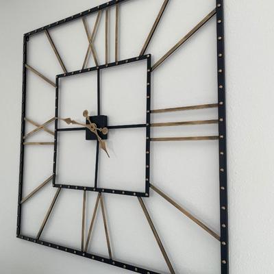 40” x 40” Large black and metal clock