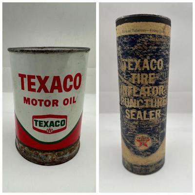 Vintage Texaco Sealed Oil Can & Tire Inflator