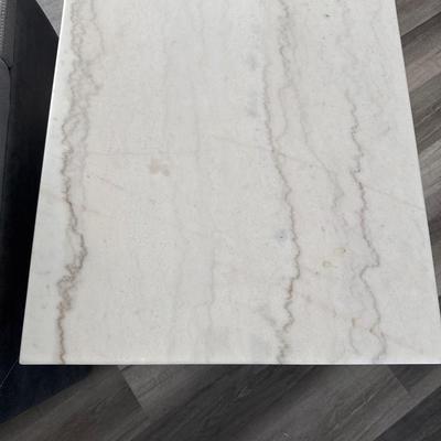Burkhaus 2 White Marble Top End Tables