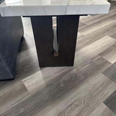 Burkhaus 2 White Marble Top End Tables