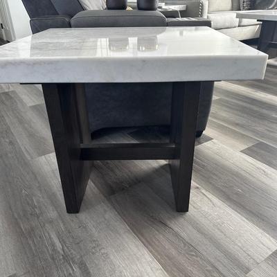 Burkhaus 2 White Marble Top End Tables