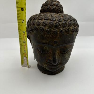 Indonesian Handmade Bronze/ Iron Buddha Head Statue, Buddha Tranquility Head
