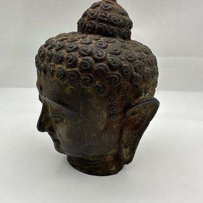 Indonesian Handmade Bronze/ Iron Buddha Head Statue, Buddha Tranquility Head