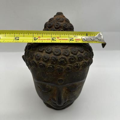 Indonesian Handmade Bronze/ Iron Buddha Head Statue, Buddha Tranquility Head