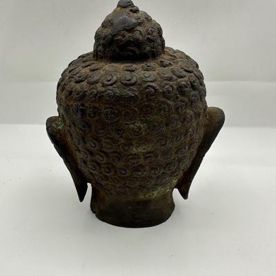 Indonesian Handmade Bronze/ Iron Buddha Head Statue, Buddha Tranquility Head