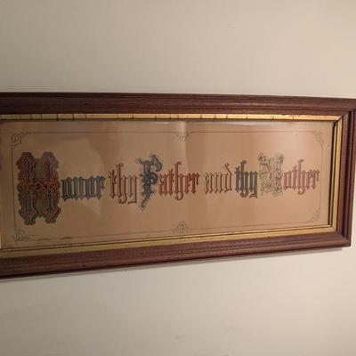 "Honor Thy Father And Thy Mother" C. Z. & R. N. Y. Wall Art (DSB)