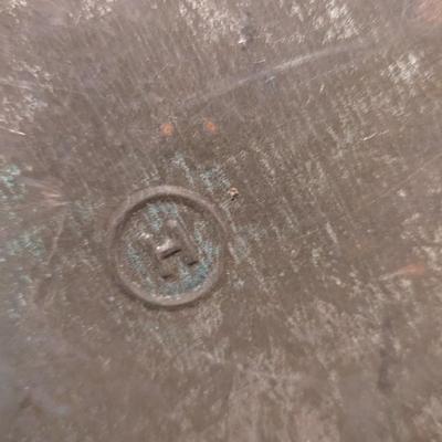 Antique Metal Container Marked "H" On The Underside (B)