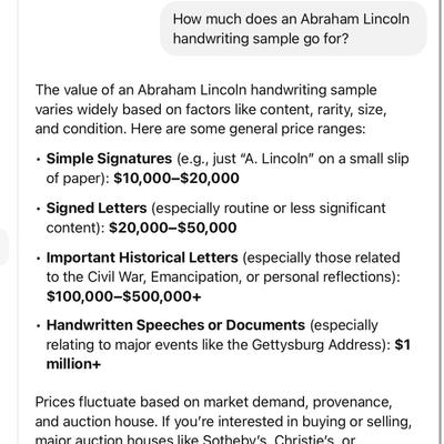 Abraham Lincoln Authentic Handwriting Sample on Trading Card