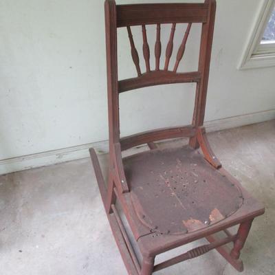 Antique Primitive Wooden Rocking Chair (G)