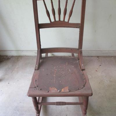 Antique Primitive Wooden Rocking Chair (G)