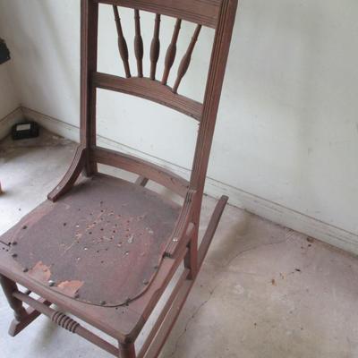 Antique Primitive Wooden Rocking Chair (G)