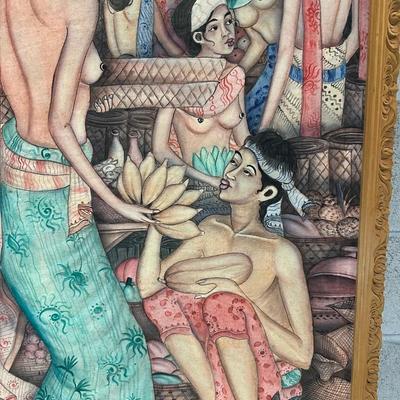 Vintage Bali Painting on Canvas