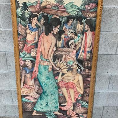 Vintage Bali Painting on Canvas