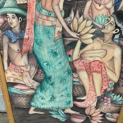 Vintage Bali Painting on Canvas