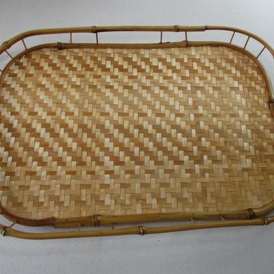 9 - Vintage Bamboo Serving Trays Woven (G)