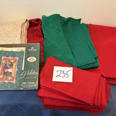Christmas Tablecloth and Card Lot