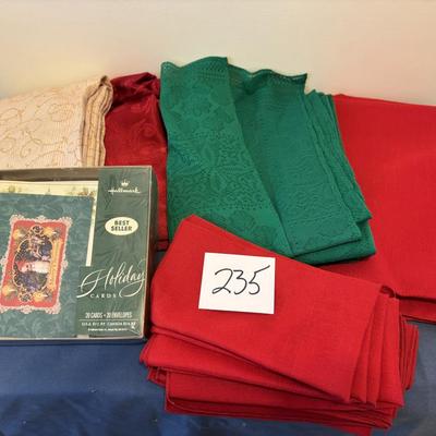 Christmas Tablecloth and Card Lot