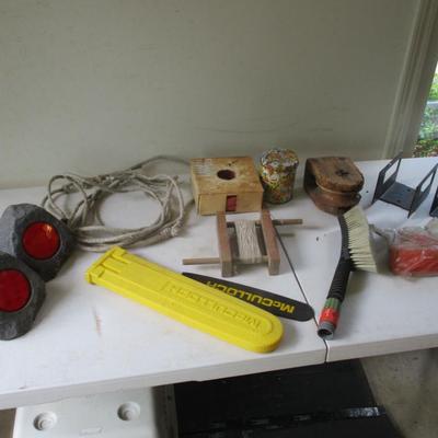 Assortment Of Garage Items Vintage Wooden Pulley (G)