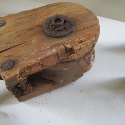 Assortment Of Garage Items Vintage Wooden Pulley (G)