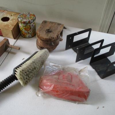 Assortment Of Garage Items Vintage Wooden Pulley (G)