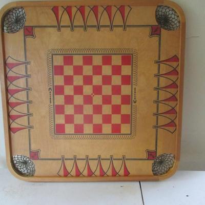 80's Carrom Checkers Backgammon Shuffle Game Board (G)
