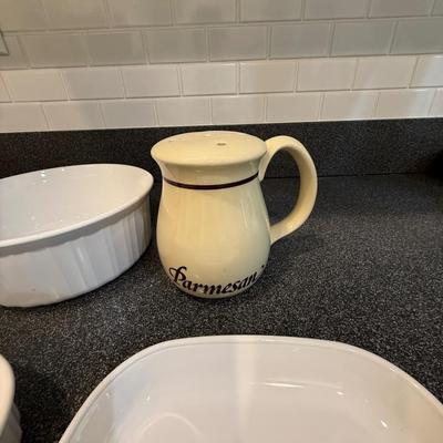 Parmesan shaker and three serving pieces