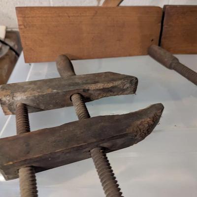Antique Wood Molding Planes #11 & #12 & All Wooden Clamp Vises (TR)