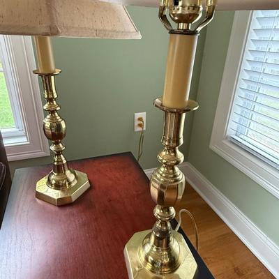 Two matching brass lamps