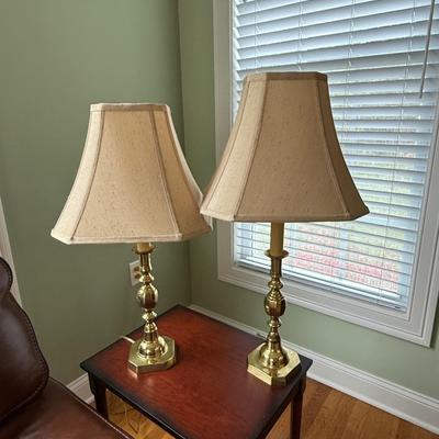 Two matching brass lamps