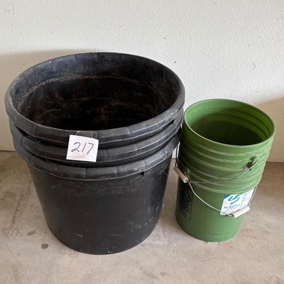 3 Tubs and 2 Buckets