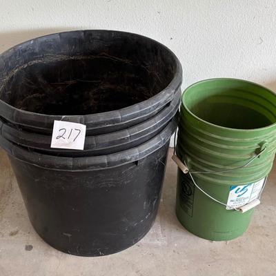 3 Tubs and 2 Buckets