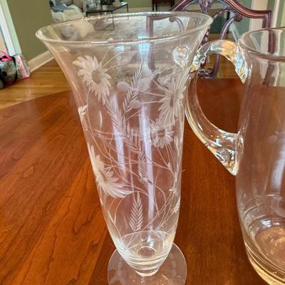 Two pretty etched glass pieces
