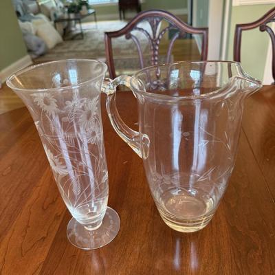 Two pretty etched glass pieces