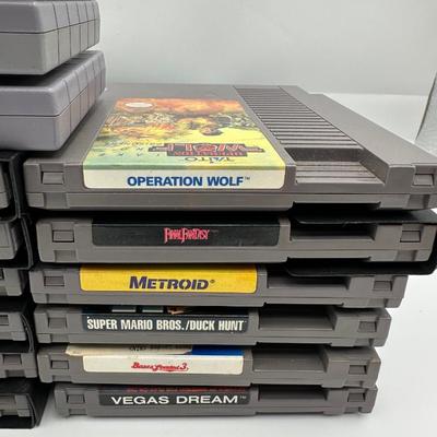 26 Vintage NES & SNES Game Cartridges – Classics Including Metroid, Street Fighter II, Final Fantasy