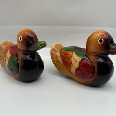 Wooden Mandarin Duck Statues Hand Painted