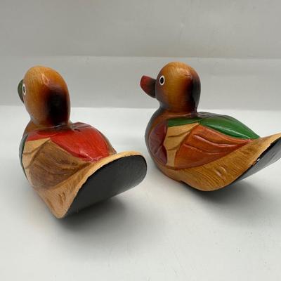 Wooden Mandarin Duck Statues Hand Painted
