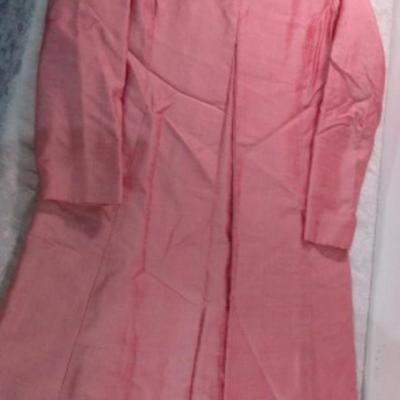 Vintage A-line pink dress, long sleeves,