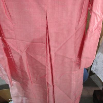 Vintage A-line pink dress, long sleeves,