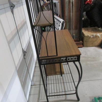 NEW Black Metal Baker's rack, with wood shelves