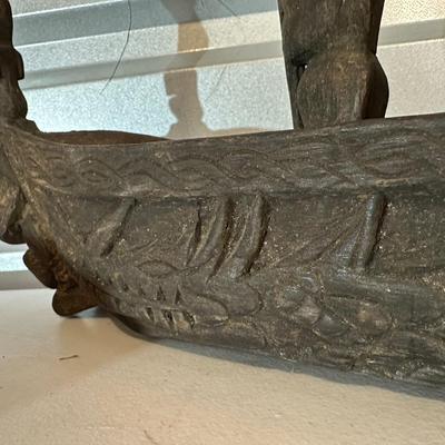 Vintage Indonesian Tribal Canoe Sculpture. Hand-Carved (See description)