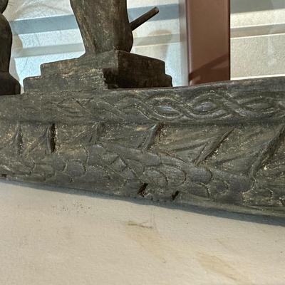 Vintage Indonesian Tribal Canoe Sculpture. Hand-Carved (See description)