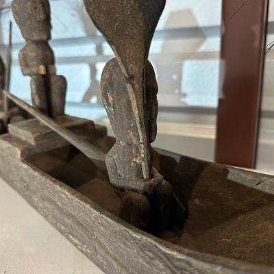 Vintage Indonesian Tribal Canoe Sculpture. Hand-Carved (See description)
