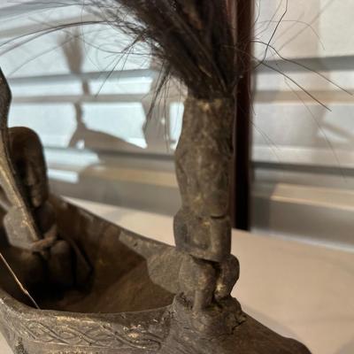 Vintage Indonesian Tribal Canoe Sculpture. Hand-Carved (See description)