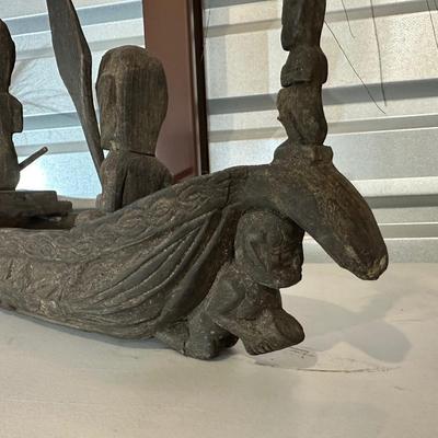 Vintage Indonesian Tribal Canoe Sculpture. Hand-Carved (See description)