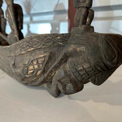 Vintage Indonesian Tribal Canoe Sculpture. Hand-Carved (See description)