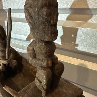 Vintage Indonesian Tribal Canoe Sculpture. Hand-Carved (See description)